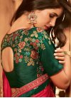 Bottle Green and Rose Pink Embroidered Work Designer Traditional Saree - 2