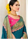 Embroidered Work Rose Pink and Teal Traditional Saree - 2