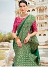 Green and Rose Pink Traditional Saree For Festival - 1