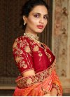 Banarasi Silk Maroon and Orange Embroidered Work Trendy Classic Saree - 1
