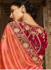 Banarasi Silk Maroon and Orange Embroidered Work Trendy Classic Saree - 2