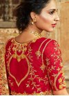 Banarasi Silk Orange And Red Embroidered Work Trendy Classic Saree - 2