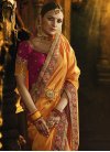 Satin Silk Beige and Orange Half N Half Trendy Saree - 1