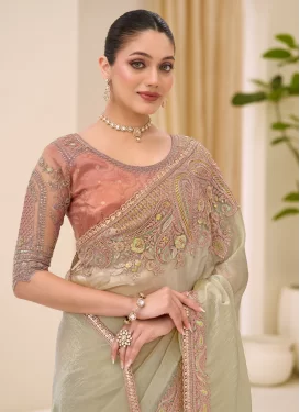 Tissue Classic Saree with Cutdana Work for Ceremonial in Beige