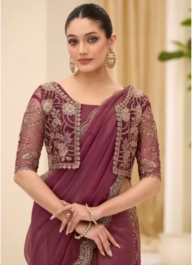Cutdana Work Trendy Saree For Festival in Crimson