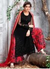Embroidered Work Net Black and Red Palazzo Style Pakistani Salwar Kameez - 2