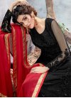 Embroidered Work Net Black and Red Palazzo Style Pakistani Salwar Kameez - 1