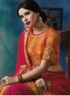 Orange and Rose Pink Embroidered Work Traditional Saree - 1