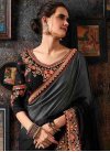 Embroidered Work Black and Grey Designer Contemporary Style Saree - 1