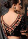 Embroidered Work Black and Grey Designer Contemporary Style Saree - 2