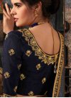 Grey and Navy Blue Embroidered Work Contemporary Style Saree - 2