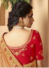 Orange and Red Embroidered Work Classic Saree - 1