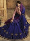 Navy Blue and Purple Satin Silk Designer Traditional Saree - 2