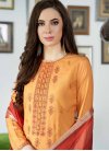 Embroidered Work Mustard and Orange Palazzo Style Pakistani Salwar Suit - 1