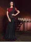 Black and Red Embroidered Work Designer Contemporary Saree - 1