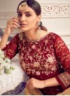 Beige and Red Faux Georgette Palazzo Style Pakistani Salwar Suit - 2