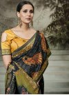 Tussar Silk Black and Olive Traditional Saree For Ceremonial - 1