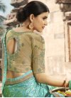 Art Silk Aqua Blue and Green Designer Traditional Saree For Ceremonial - 1