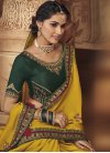 Embroidered Work Art Silk Green and Yellow Trendy Saree - 1