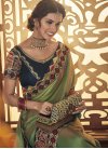 Navy Blue and Olive Traditional Designer Saree - 1