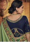 Mint Green and Navy Blue Designer Traditional Saree - 1