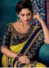 Aloe Veera Green and Navy Blue Embroidered Work Traditional Designer Saree - 1