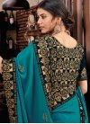 Black and Teal Designer Contemporary Style Saree For Festival - 1