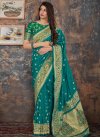 Banarasi Silk Green and Teal Trendy Classic Saree - 1