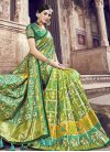 Sea Green and Yellow Contemporary Saree For Festival - 2