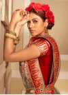 Banarasi Silk Beige and Red Trendy Classic Saree For Ceremonial - 1