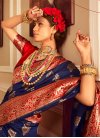 Navy Blue and Red  Designer Traditional Saree - 1