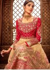 Cream and Rose Pink Embroidered Work Floor Length Anarkali Salwar Suit - 1