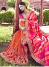 Banarasi Silk Orange and Rose Pink Beads Work Half N Half Trendy Saree - 2