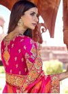 Banarasi Silk Orange and Rose Pink Beads Work Half N Half Trendy Saree - 1