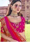 Banarasi Silk Beads Work Beige and Orange Half N Half Saree - 1