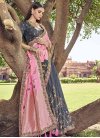 Beads Work Banarasi Silk Grey and Pink Half N Half Designer Saree - 2