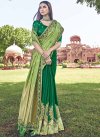 Green and Mint Green Banarasi Silk Half N Half Designer Saree - 2