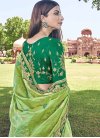 Green and Mint Green Banarasi Silk Half N Half Designer Saree - 1