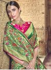 Green and Rose Pink Banarasi Silk Classic Saree - 1