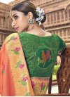 Green and Peach Designer Contemporary Style Saree For Ceremonial - 1