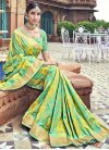 Turquoise and Yellow Designer Contemporary Style Saree - 1