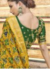Green and Yellow Beads Work Designer Contemporary Style Saree - 2