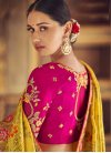 Mustard and Rose Pink Designer Contemporary Style Saree For Bridal - 1