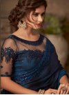 Black and Blue Embroidered Work Trendy Classic Saree - 1