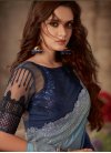 Blue and Grey Embroidered Work Traditional Designer Saree - 1