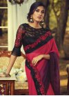 Purple and Rose Pink Embroidered Work Designer Contemporary Saree - 1