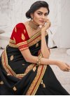 Embroidered Work Black and Red Designer Traditional Saree - 1