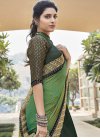 Bottle Green and Green Embroidered Work Trendy Classic Saree - 1