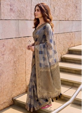 Woven Work Cotton Silk Traditional Saree in Grey for Women