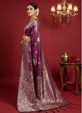 Silk Blend Woven Work Classic Saree in Purple